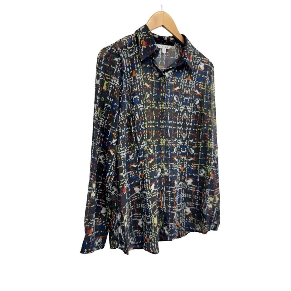 CAbi Festival Geometric Blouse Size Large Button Down Long Sleeve Shirt - Picture 6 of 9